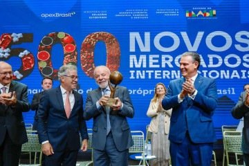 Inauguração da nova sede da ApexBrasil e ato alusivo à abertura de 500 novos mercados para a exportação de produtos agropecuários
       -  (crédito: Ricardo Stuckert/PR)