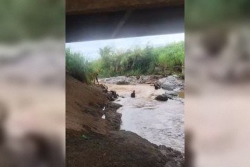 Aproximadamente dois quilômetros do trecho do córrego foram percorridos durante as buscas -  (crédito: Divulgação/CBMGO) -Aproximadamente dois quilômetros do trecho do córrego foram percorridos durante as buscas -  (crédito: Divulgação/CBMGO)