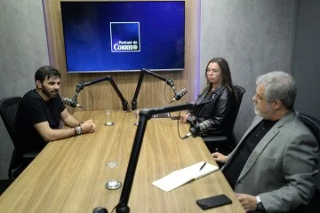 O presidente da Moto Morini no Brasil, Fabr&iacute;cio Morini, &eacute; o entrevistado dos jornalistas J&eacute;ssica Andrade e Marcelo Agner no Podcast do Correio -  (crédito:  Minervino J&uacute;nior/CB)