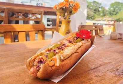 Quem vai Holambra, cidade que é referência na produção de flores no Brasil, tem uma opção gastronômica que chama atenção nas redes sociais: o cachorro-quente de 23cm que leva flores comestíveis . O FLIPAR mostrou e republica para quem não viu.  -  (crédito: Divulgação ) -Quem vai Holambra, cidade que é referência na produção de flores no Brasil, tem uma opção gastronômica que chama atenção nas redes sociais: o cachorro-quente de 23cm que leva flores comestíveis . O FLIPAR mostrou e republica para quem não viu.  -  (crédito: Divulgação )