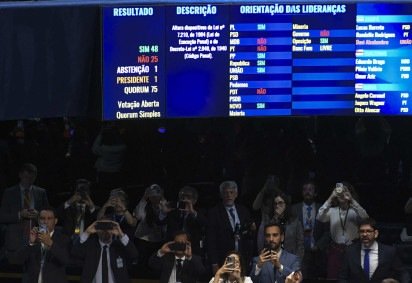 Painel do Senado exibe resultado da votação do Projeto de Lei da Dosimetria: reviravolta na CCJ permitiu apreciação do texto -  (crédito: Jonas Pereira/Agência Senado)
