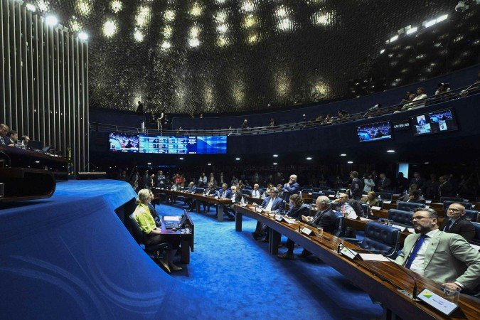 Texto segue agora para sanção do presidente Lula, que já afirmou que irá vetá-lo - (crédito: Carlos Moura/Agência Senado) Texto segue agora para sanção do presidente Lula, que já afirmou que irá vetá-lo - (crédito: Carlos Moura/Agência Senado)