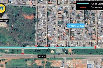 O trecho em azul estará interditado