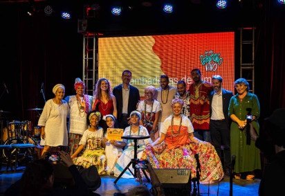 Sambadeiras na cerimônia de lançamento do Circuito Patrimônio Vivo. -  (crédito: Pamella Rodrigues) -Sambadeiras na cerimônia de lançamento do Circuito Patrimônio Vivo. -  (crédito: Pamella Rodrigues)