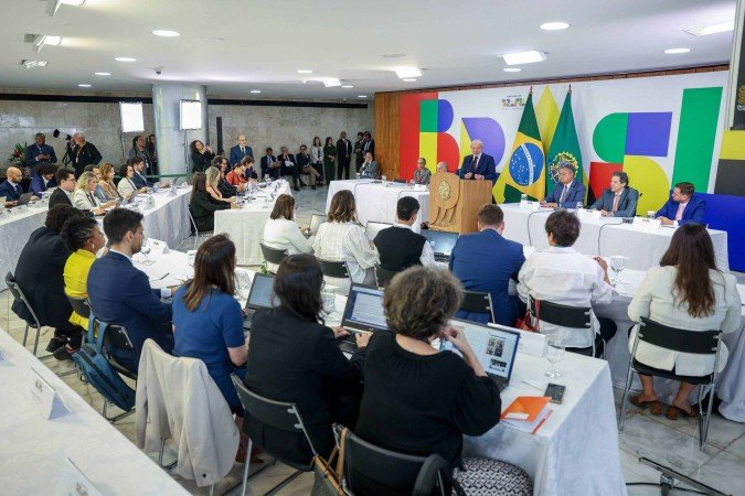 O presidente Luiz Inácio Lula da Silva dá entrevista coletiva, no Palácio do Planalto - (crédito: Marcelo Camargo/Agência Brasil) O presidente Luiz Inácio Lula da Silva dá entrevista coletiva, no Palácio do Planalto - (crédito: Marcelo Camargo/Agência Brasil)