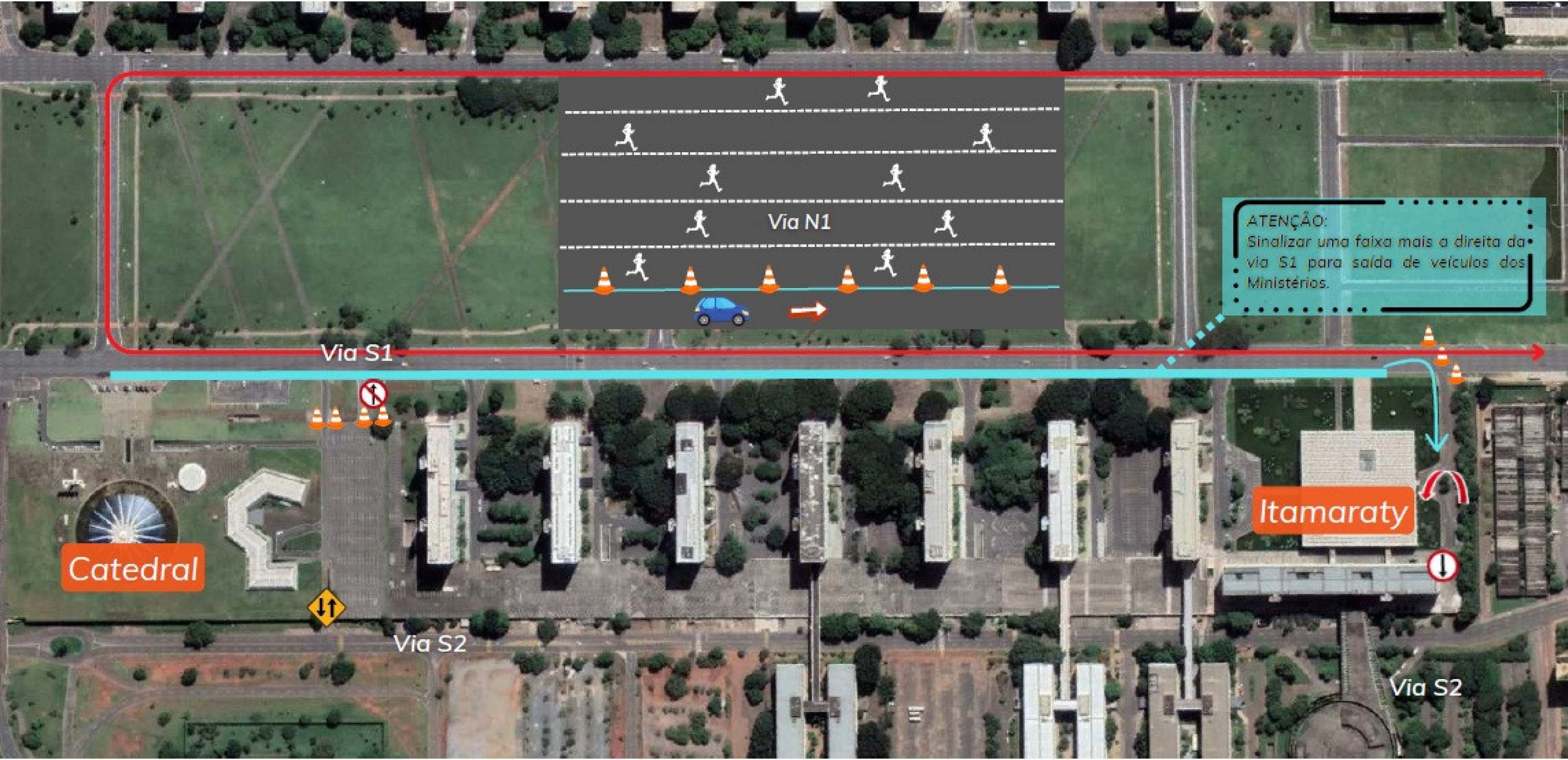 Os ve&iacute;culos dos Minist&eacute;rios poder&atilde;o sair pela via S2