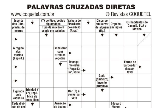 Credito: Coquetel/Divulgacao. Jogo Palavras Cruzadas Diretas. Publicar em 24/12/2025.