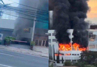 Coluna de fumaça provocada pelo incêndio pode ser vista em bairros distantes ao prédio -  (crédito: Reprodução/Redes sociais)