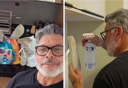 Alexandre Frota recolheu pares de chinelos descartados para fazer doa&ccedil;&otilde;es -  (crédito: Redes sociais/reprodu&ccedil;&atilde;o)