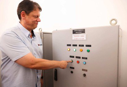 Tarcísio deu a largada, nesta terça-feira, para o início da operação do Piscinão Jaboticabal -  (crédito: Paulo Guereta/Governo do Estado SP) -Tarcísio deu a largada, nesta terça-feira, para o início da operação do Piscinão Jaboticabal -  (crédito: Paulo Guereta/Governo do Estado SP)