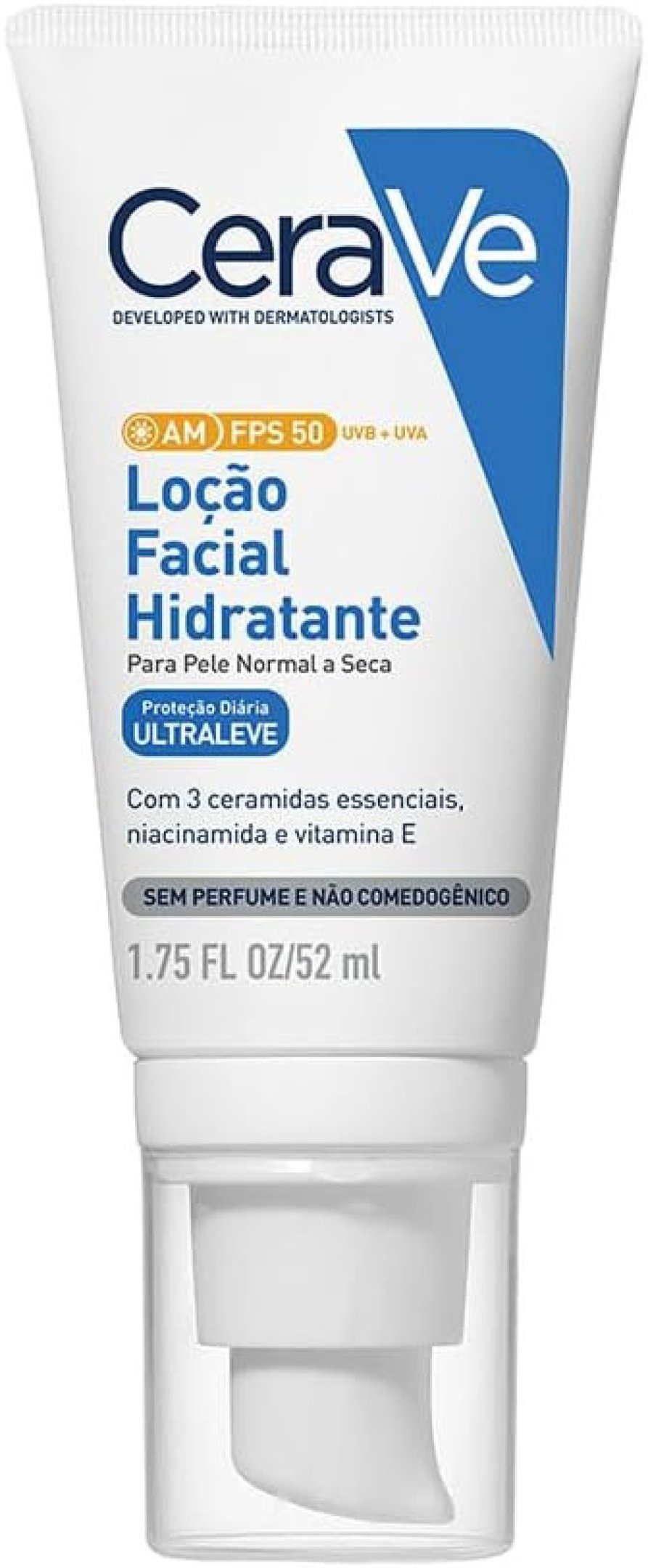 CeraVe Lo&ccedil;&atilde;o Facial Hidratante AM FPS 50 com 3 Ceramidas Essenciais, &Aacute;cido Hialur&ocirc;nico e Niacinamida, Hidrata&ccedil;&atilde;o 24h e Prote&ccedil;&atilde;o UVA/UVB - (R$ 87,34)