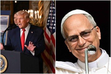 Donald Trump tomou posse para o seu segundo mandato. Leão XIV é o novo papa -  (crédito: ANDREW CABALLERO-REYNOLDS / AFP e Tiziana FABI/POOL/AFP)