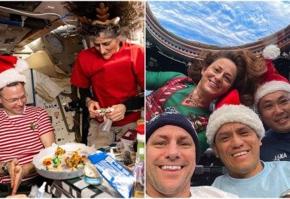 Natal no espaço: Nasa mostra ceia de astronautas em estação espacial -  (crédito: Divulgação/Nasa) -Natal no espaço: Nasa mostra ceia de astronautas em estação espacial -  (crédito: Divulgação/Nasa)