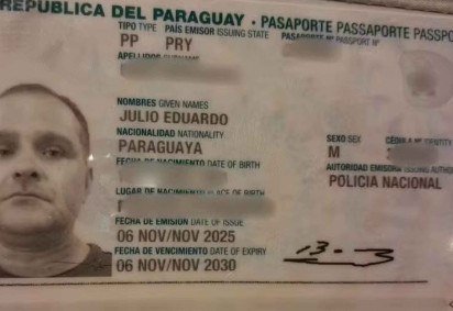 Foto divulgada pela polícia paraguaia sobre o documento falso usado por Silvinei Vasques -  (crédito: Reprodução) -Foto divulgada pela polícia paraguaia sobre o documento falso usado por Silvinei Vasques -  (crédito: Reprodução)