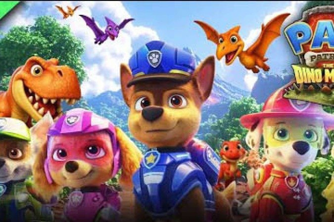  Filme. Patrulha Canina é levada por uma tempestade para uma misteriosa ilha de dinossauros, onde conhecem Rex, um filhote que vive lá; quando o vilão Humdinger começa a minerar imprudentemente, ele acidentalmente causa a erupção de um vulcão, e a equipe precisa realizar resgates gigantes para salvar a ilha da extinção.