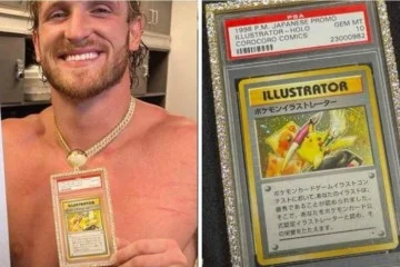 Logan Paul e a carta de Pokemon avaliada em R$ 30 milhões -  (crédito: Redes sociais / reprodução)