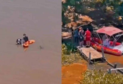 Os tripulantes da embarcação foram encontrados agarrados a coletes salva-vidas -  (crédito: Reprodução/Instagram @corpodebombeirosdapmesp ) -Os tripulantes da embarcação foram encontrados agarrados a coletes salva-vidas -  (crédito: Reprodução/Instagram @corpodebombeirosdapmesp )