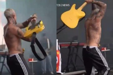 MC Daniel tenta destruir guitarra em show, mas acaba virando piada -  (crédito: Reprodução/Instagram)