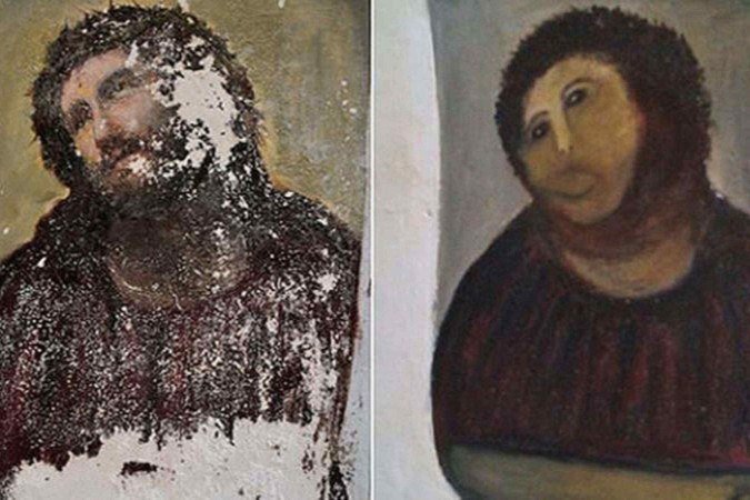 Dona Cecilia Giménez à época da realização do restauro - (crédito: BBC) Dona Cecilia Giménez à época da realização do restauro - (crédito: BBC)