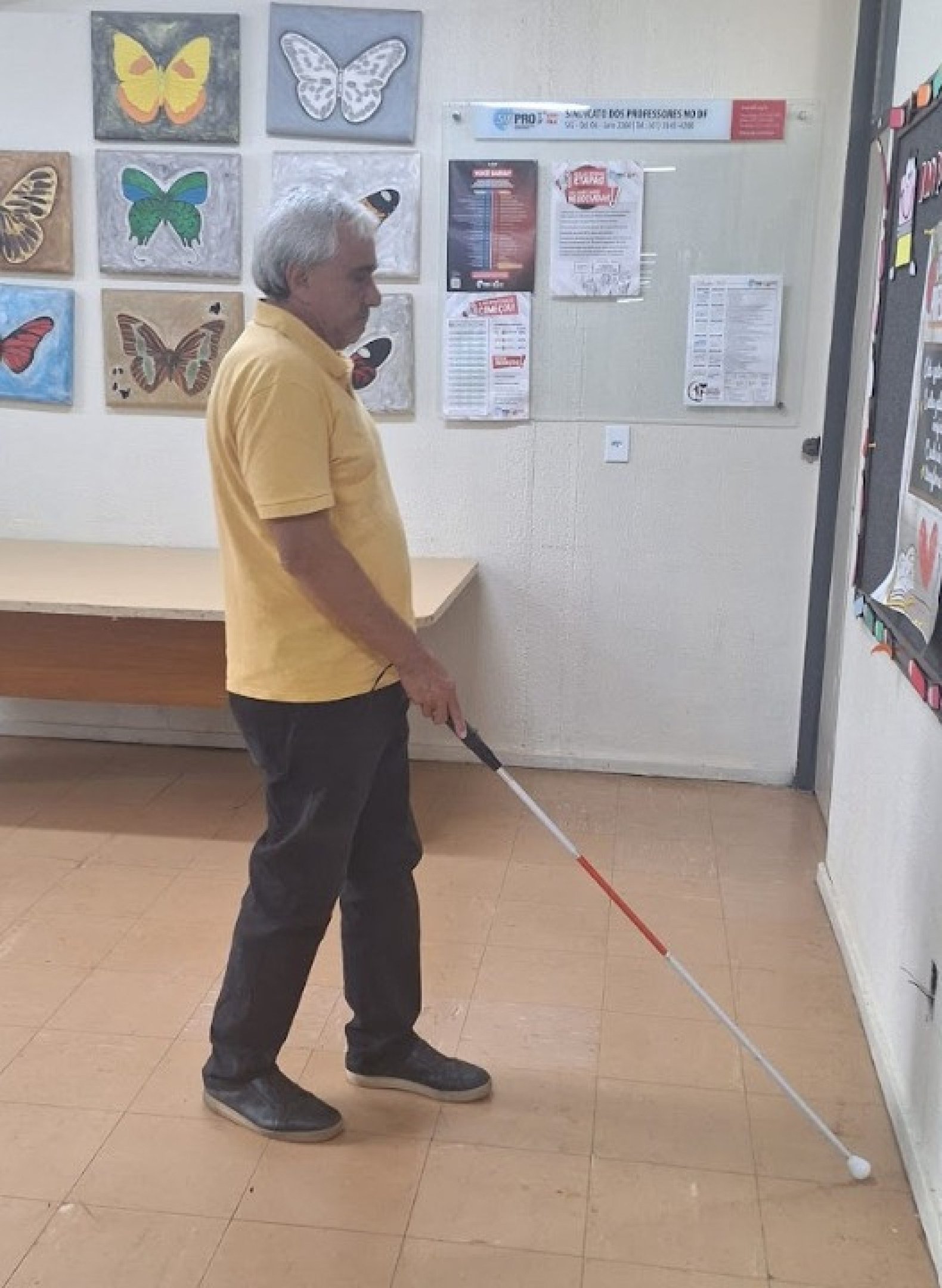 Bengala Inteligente detecta obst&aacute;culos acima da linha da cintura.