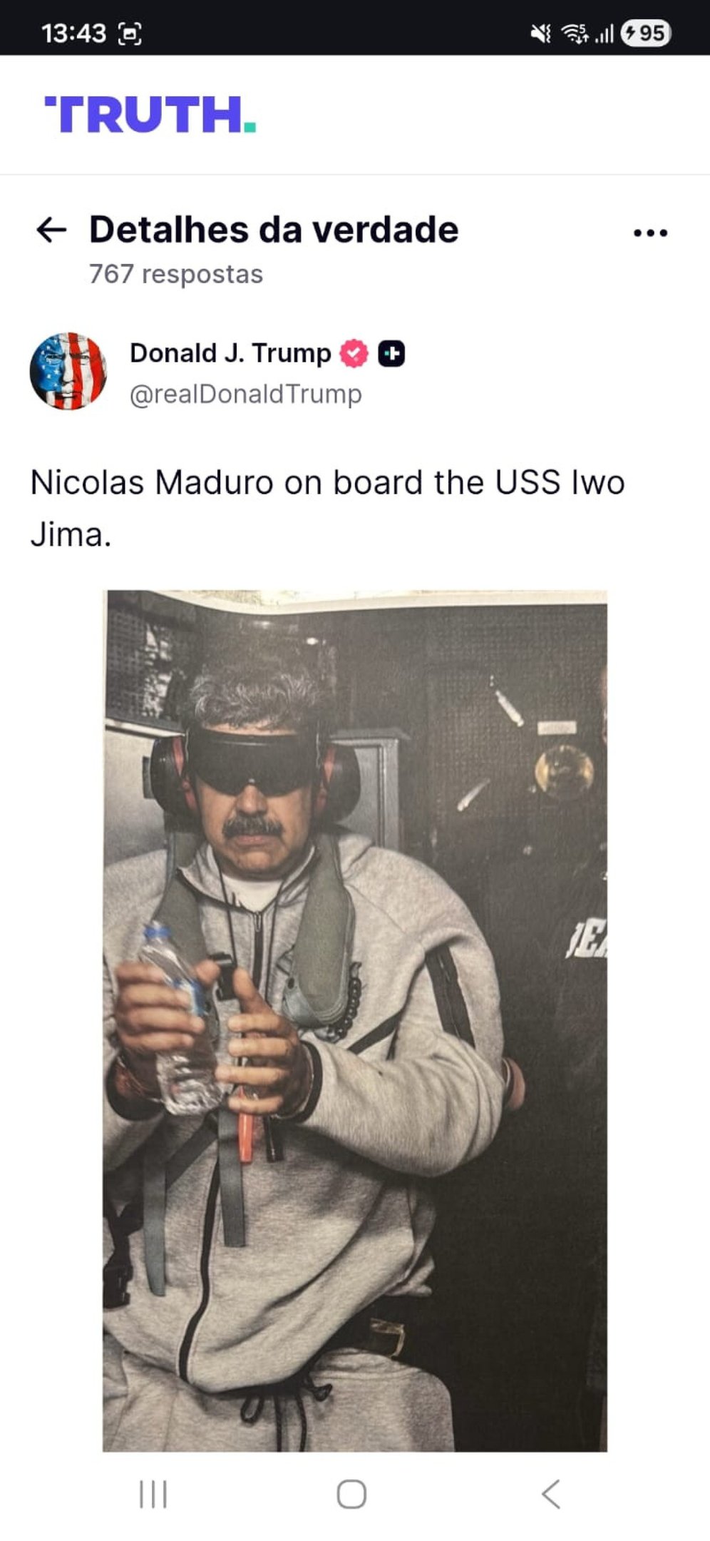 Maduro sob cust&oacute;dia dos EUA