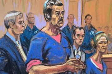 Ilustração de Maduro em julgamento -  (crédito: JANE ROSENBERG / AFP)