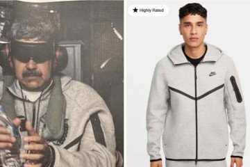 Look de Maduro disparou nas buscas na internet - (crédito: Donald Trump / Truth Social / Nike / reprodução) Look de Maduro disparou nas buscas na internet - (crédito: Donald Trump / Truth Social / Nike / reprodução)