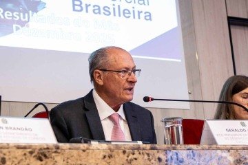 Vice-presidente da República Geraldo Alckmin durante coletiva da balança comercial, no MDIC, em Brasília

 
 -  (crédito: Júlio César Silva/MDIC)