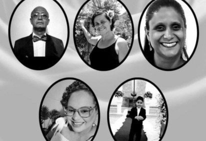 Da esquerda à direita: João Batista Fernandes Souza, Neide Fernandes de Faria Souza, Mônica dos Santos Souza, Rachel dos Santos Souza e Gabriel Souza Costa -  (crédito: Redes sociais / Reprodução)