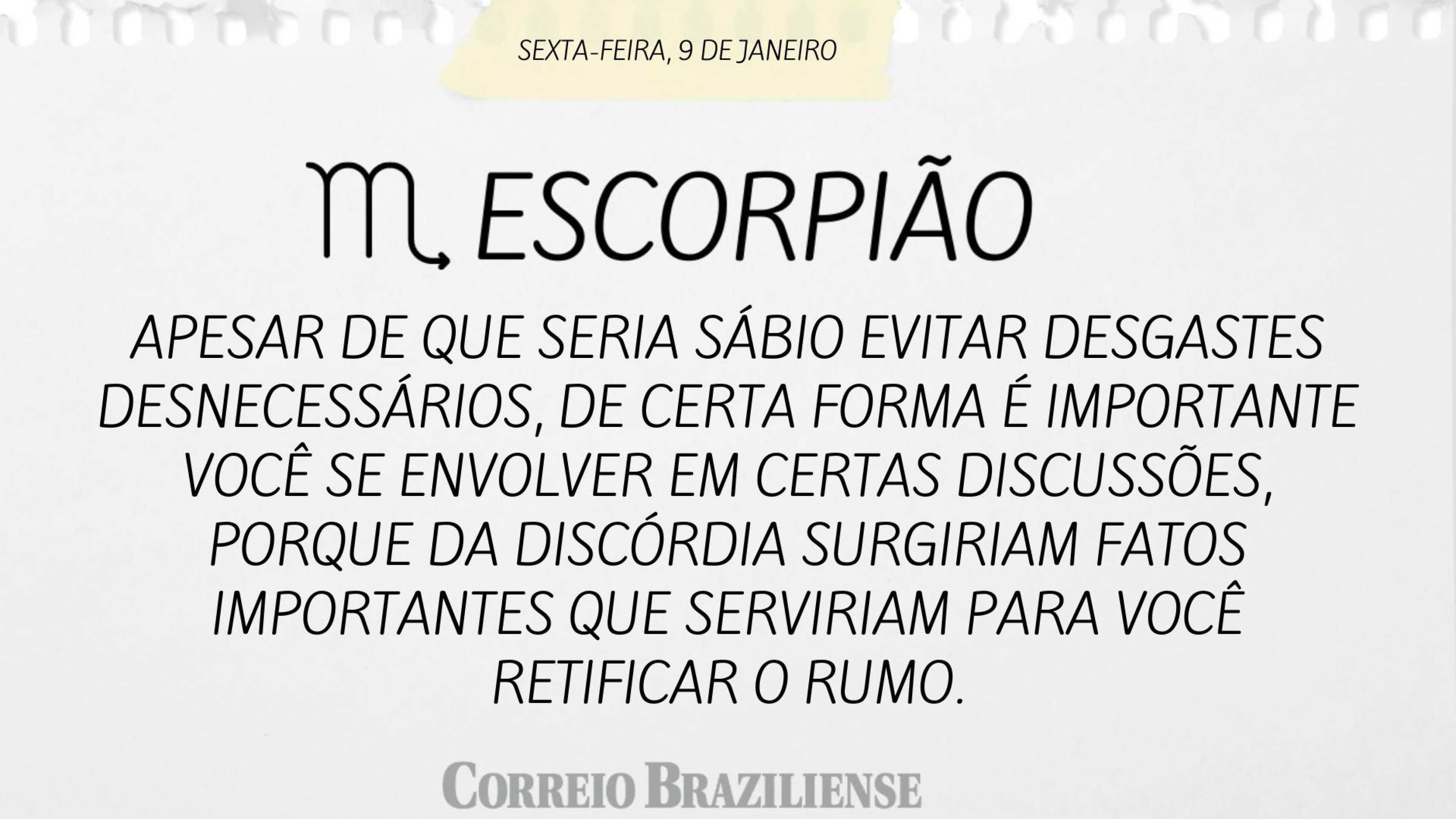 Hor&oacute;scopo do dia (9/1) - Escorpi&atilde;o