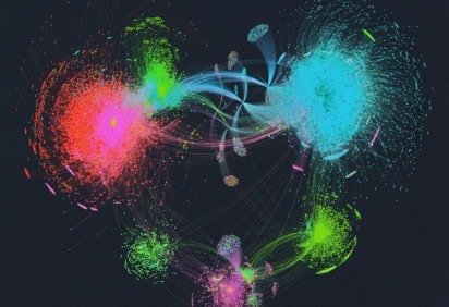 Representação visual do CardioKG. A imagem foi ajustada com IA para parecer ter o formato de um coração, mas é baseada em uma rede neural real -  (crédito: Laboratório de Ciências Médicas do MRC) -Representação visual do CardioKG. A imagem foi ajustada com IA para parecer ter o formato de um coração, mas é baseada em uma rede neural real -  (crédito: Laboratório de Ciências Médicas do MRC)