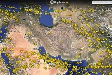 Espaço aéreo Irã -  (crédito:  Reprodução/Flightradar24)