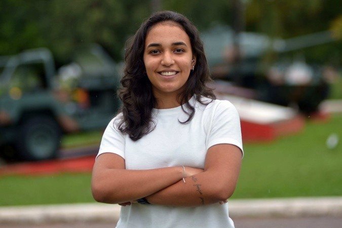 Sarah Soares celebra o Serviço Militar Inicial Feminino (Smif) voluntário por considerá-lo um avanço para as mulheres -  (crédito:  Ed Alves/CB/DA Press)