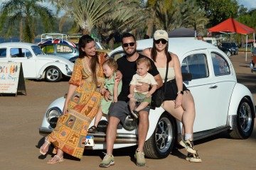 João Galeno com a mulher, Tarsila (E), os filhos Benjamin e Maria Júlia, e a irmã Kalu: paixão que vem de família -  (crédito: Marcelo Ferreira/CB/D.A Press/Arquivos)