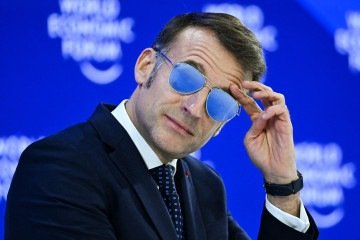 O presidente francês Emmanuel Macron durante reunião anual do Fórum Econômico Mundial (FEM) em Davos, em 20 de janeiro de 2026 -  (crédito: Agência France-Presse)