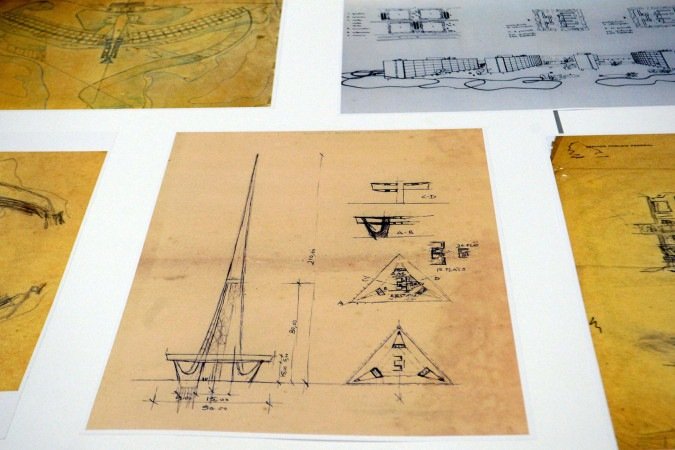 Prancha arquitetônica da Torre de TV, desenhada por Lucio Costa