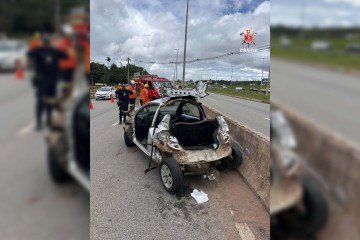 A ocorrência gerou reflexos imediatos no trânsito da região, com duas faixas da via interditadas - (crédito: Divulgação/CBMDF) A ocorrência gerou reflexos imediatos no trânsito da região, com duas faixas da via interditadas - (crédito: Divulgação/CBMDF)