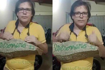 Bolsonarista carregará pedra de 25kg no pesçoco na caminhada com Nikolas -  (crédito: Reprodução/Redes Sociais)