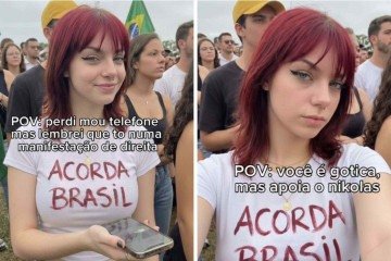 Fotos da 'gótica de direita' na caminhada de Nikolas Ferreira -  (crédito: Redes sociais)