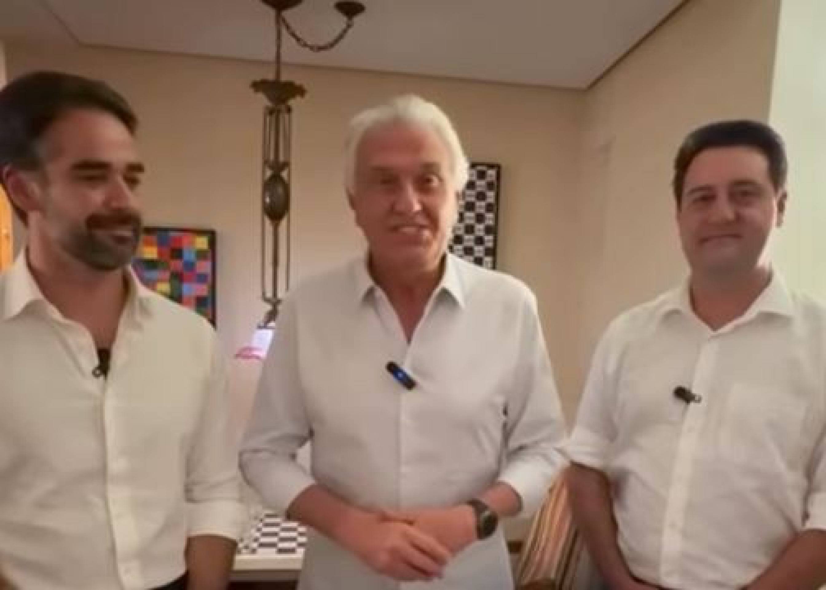 Ao lado de Eduardo Leite e Ratinho Jr, Caiado anuncia filiação ao PSD 