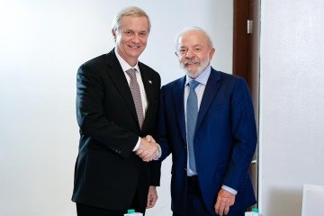 Encontro reservado aconteceu à margem do Fórum Econômico Internacional da América Latina e Caribe -  (crédito:  Ricardo Stuckert / PR)