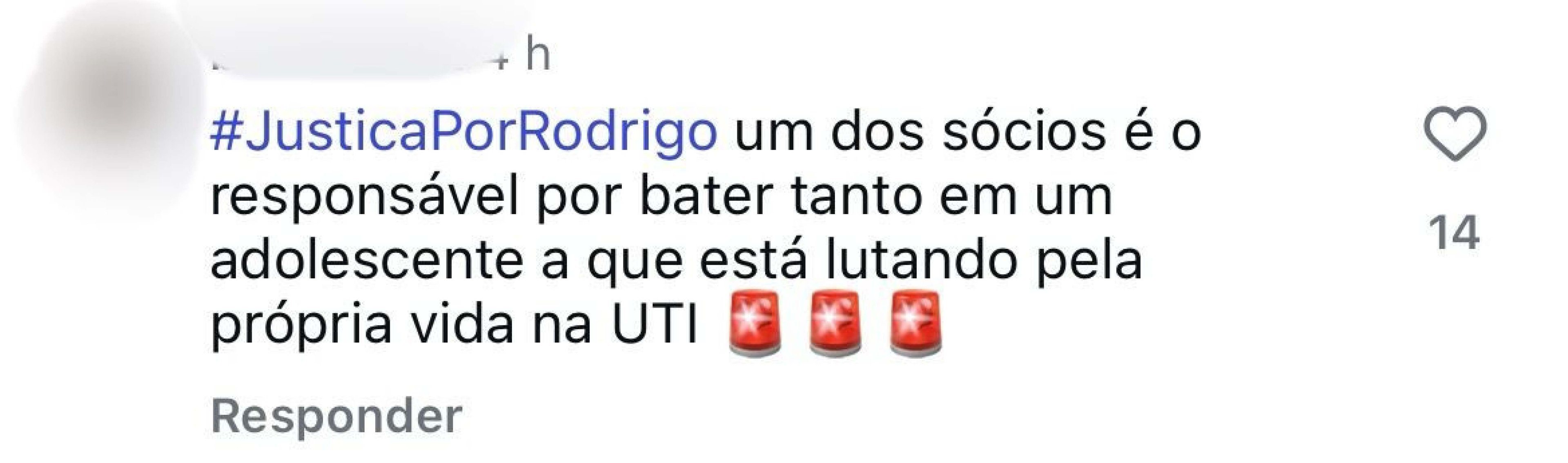 Coment&aacute;rio de internauta nas redes sociais de academia em que Pedro Turra &eacute; s&oacute;cio.