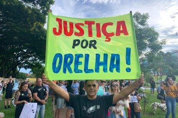 Manifestantes de diferentes estados brasileiros foram &agrave;s ruas na tarde deste s&aacute;bado (31) para cobrar justi&ccedil;a pela morte do c&atilde;o Orelha, em Florian&oacute;polis (SC)