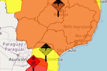 Mapa do Inmet detalha ondas de calor em regiões do Sul - (crédito: Reprodução/Inmet) Mapa do Inmet detalha ondas de calor em regiões do Sul - (crédito: Reprodução/Inmet)