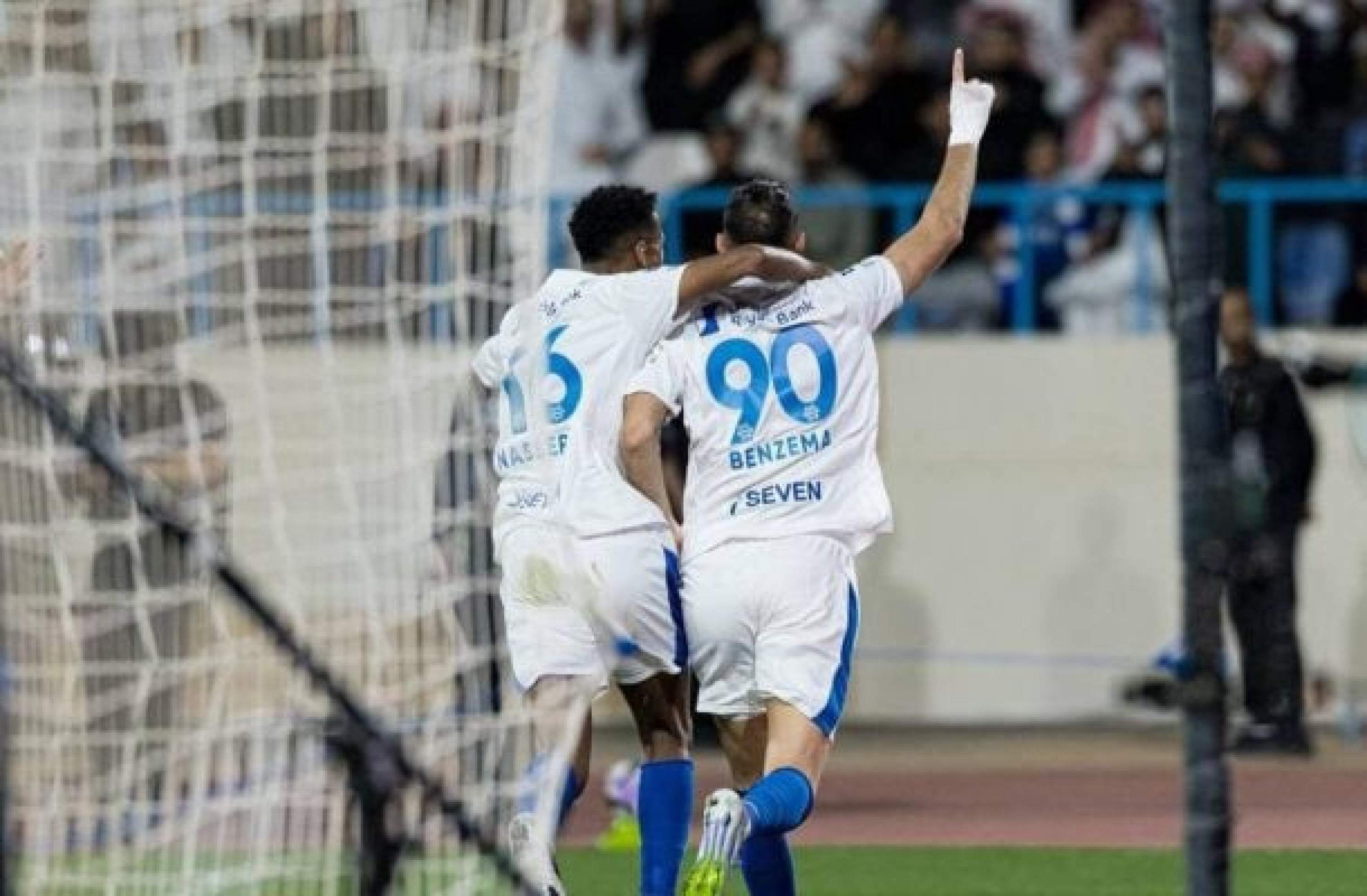 Benzema comemora um dos gols marcados em sua estreia pelo Al-Hilal -  (crédito: Foto: Divulgação)