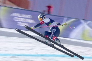 Aos 41 anos, Lindsey chegou à Itália para sua quinta participação olímpica -  (crédito: Divulgação / OBS / AFP)