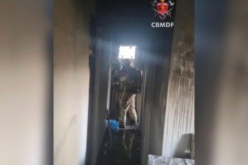 CBMDF combate princípio de incêndio no Guará -  (crédito: CBMDF/Divulgação)