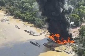 Ação do Ibama combate mineração ilegal em área que abriga a Floresta dos Angelins Vermelhos Gigantes -  (crédito: Reprodução/Ibama)