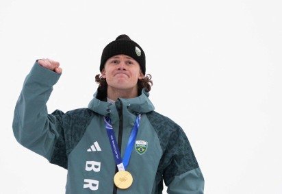 Lucas Braathen conquista ouro nos Jogos de Inverno -  (crédito: DIMITAR DILKOFF / AFP) -Lucas Braathen conquista ouro nos Jogos de Inverno -  (crédito: DIMITAR DILKOFF / AFP)