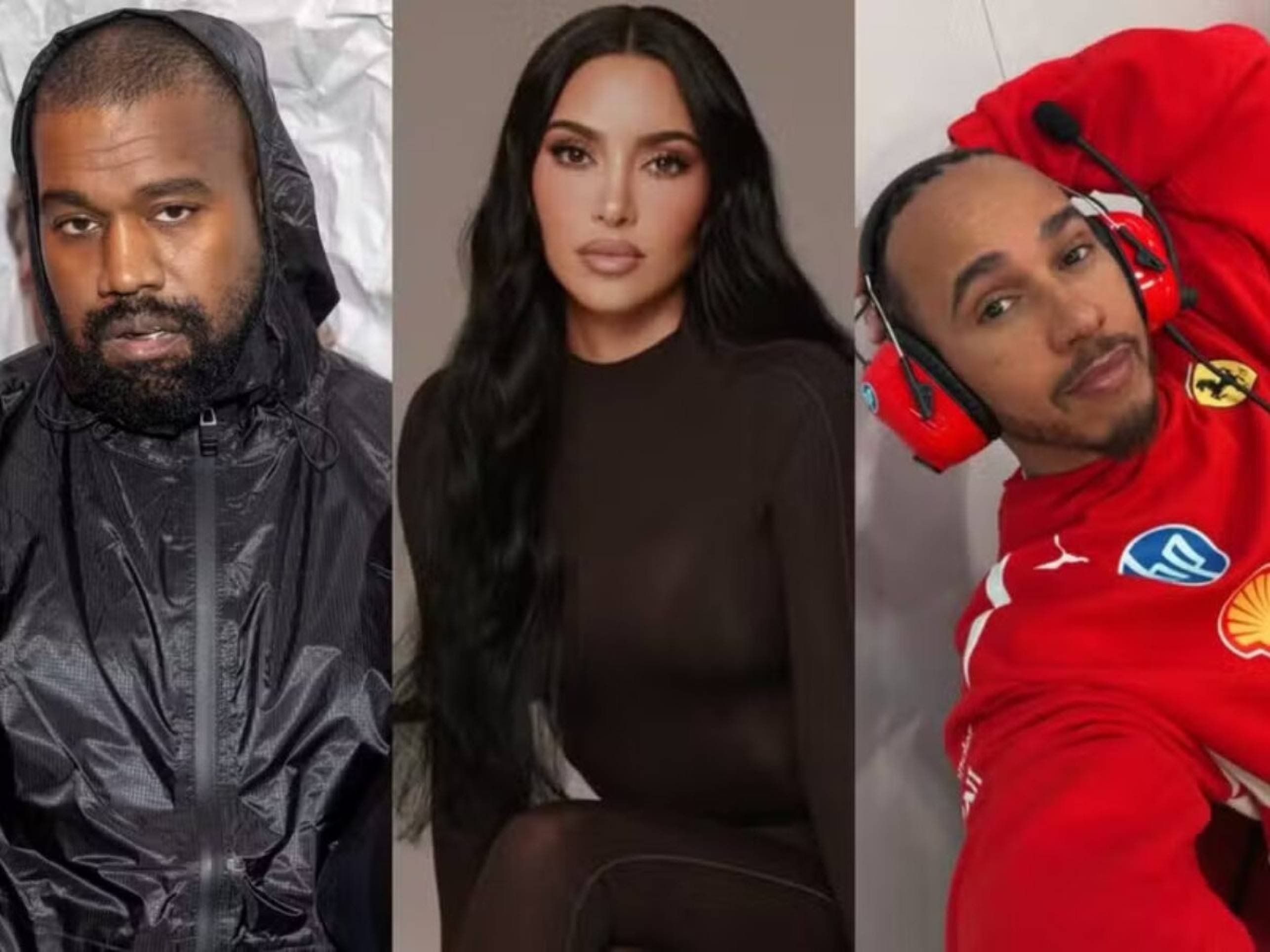 Kanye West estaria com ciúmes de Kim Kardashian com Lewis Hamilton -  (crédito: Observatorio dos Famosos)